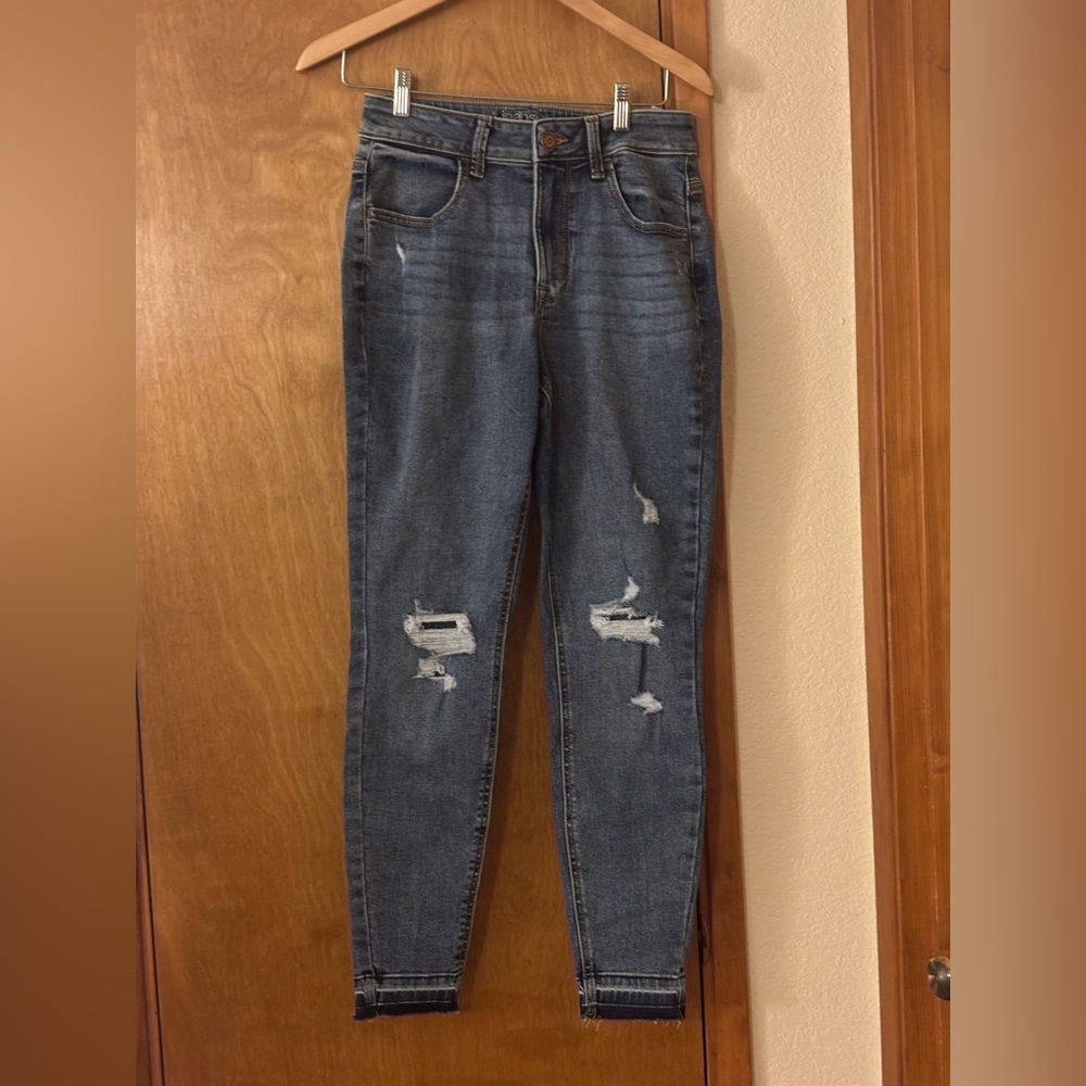 Maurices Dark Blue Distressed Skinny Jeans